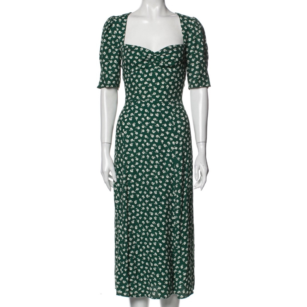 Reformation Green Floral Midi Dress